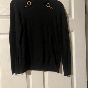 Michael Kors Black Turtleneck with Gold Details
